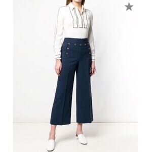 TORY BURCH Size 14 BUTTON DETAIL CROP PANTS IN TORY NAVY